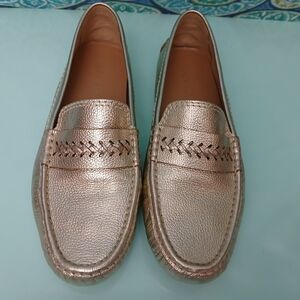 Jack Rogers Metallic Slip-On Loafers with Moccasin Stitching